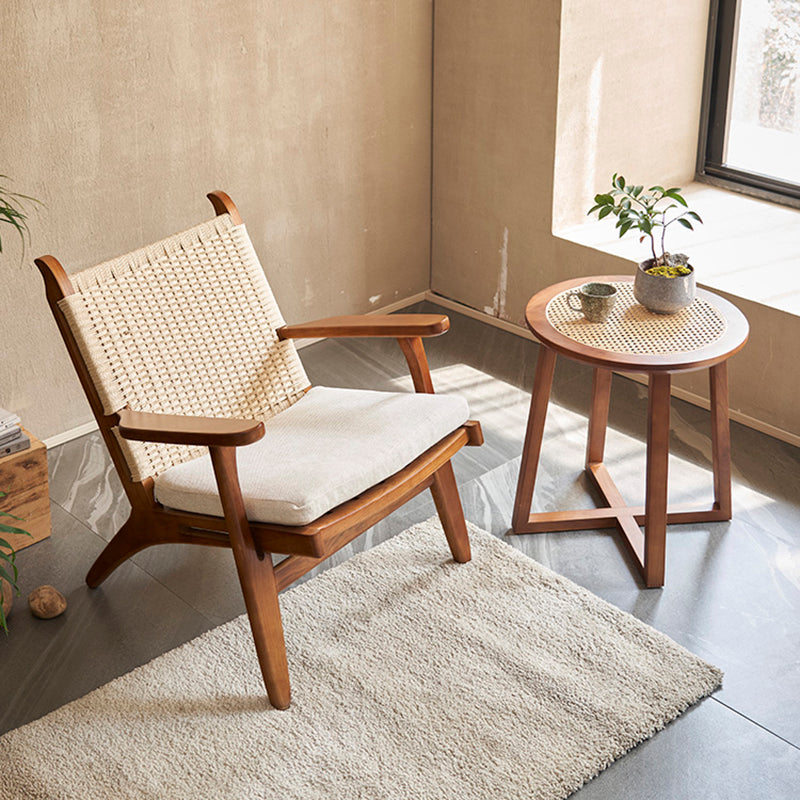 Los brazos incluyen la madera cuadrada de los brazos cuadrados de la silla de acento de la parte posterior tejida, 30.70 "W