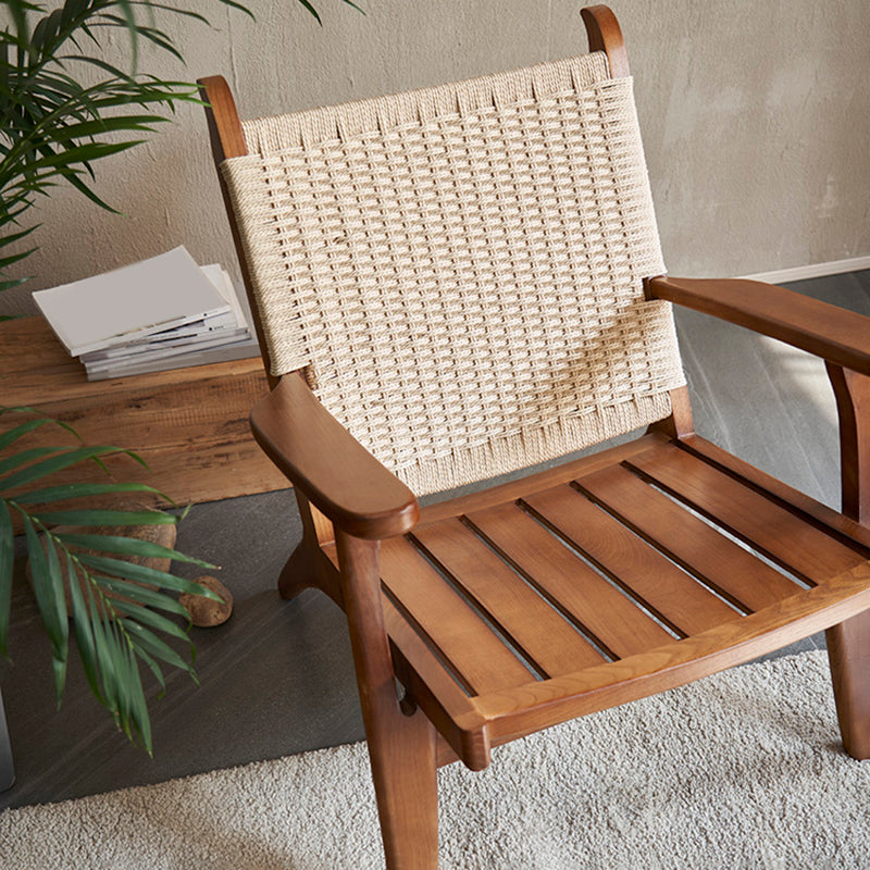 Los brazos incluyen la madera cuadrada de los brazos cuadrados de la silla de acento de la parte posterior tejida, 30.70 "W