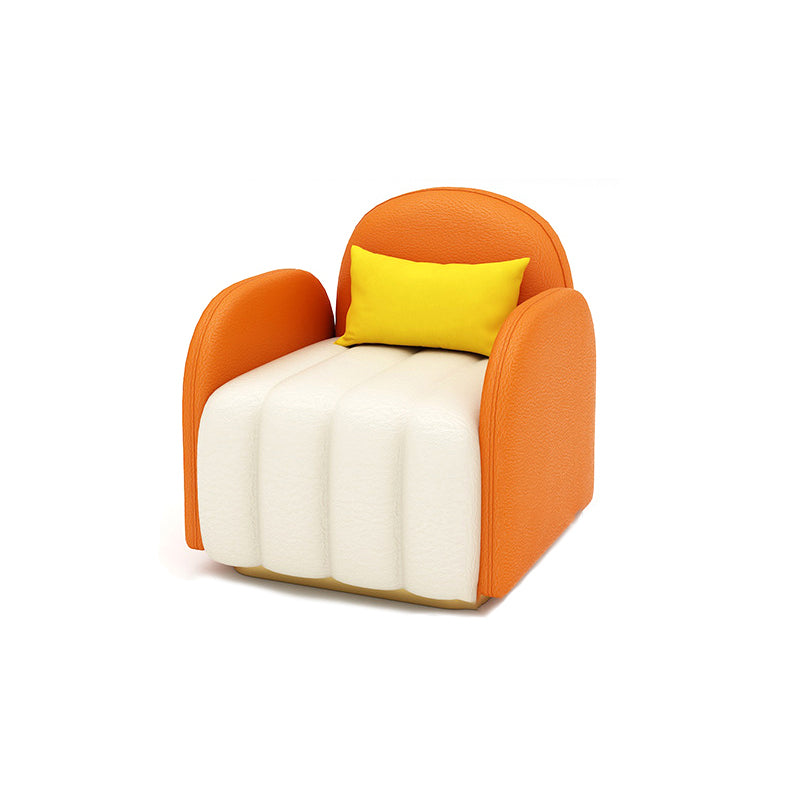 Contemporary Round Arm Standard Sofa  Tight Back Faux Leather Sofa