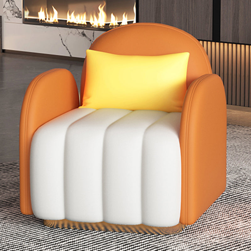 Contemporary Round Arm Standard Sofa  Tight Back Faux Leather Sofa