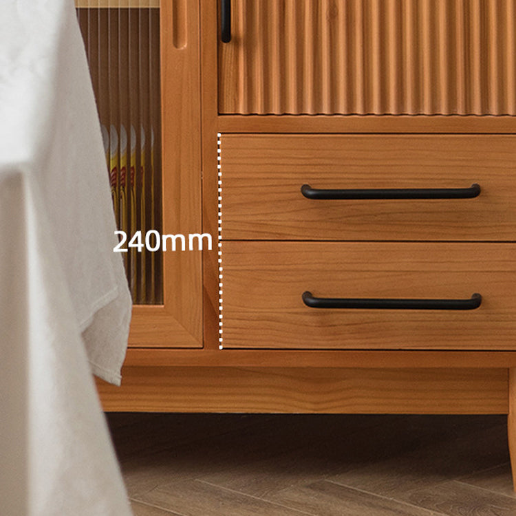 ガラスドアの松の木のキャビネットを備えた中世の近代的なキャビネット