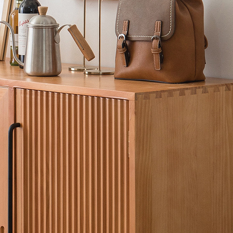 ガラスドアの松の木のキャビネットを備えた中世の近代的なキャビネット