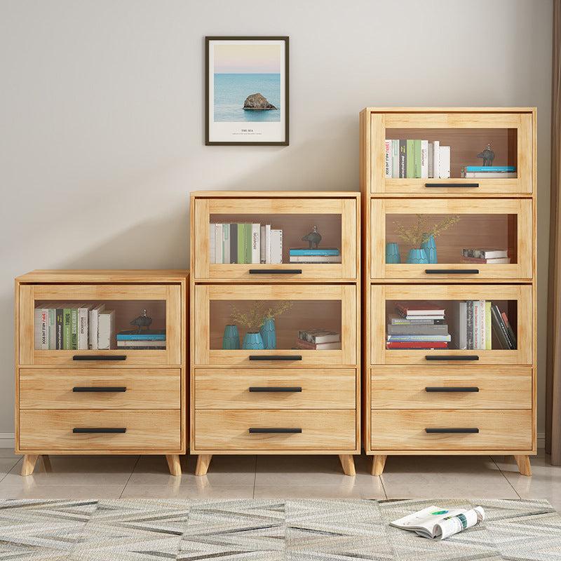 Rectangle Contemporary Natural Cabinet with Glass Doors and Drawers Clearhalo 'Cabinets & Chests' 'cabinets_chests' 'furn' 'furn_cabinets_chests' 'Furniture' 'Living Room Furniture' 6236368