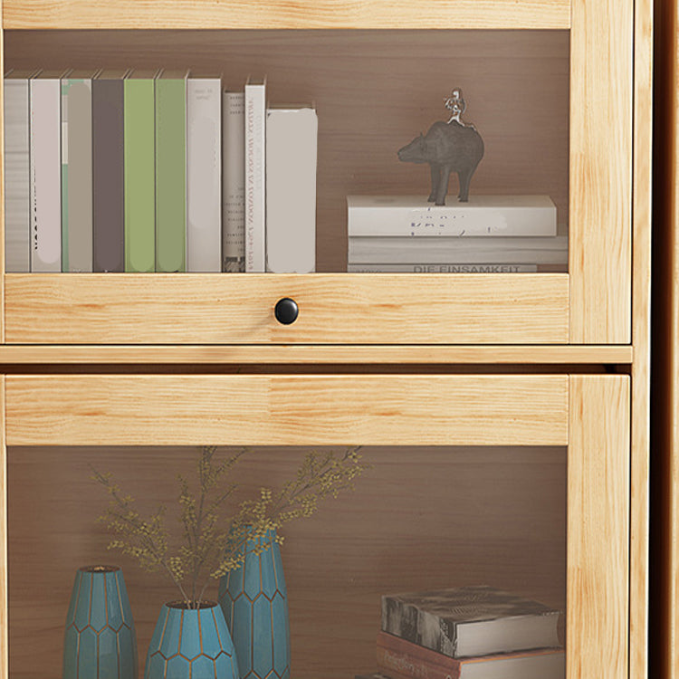 Rectangle Contemporary Natural Cabinet with Glass Doors and Drawers Clearhalo 'Cabinets & Chests' 'cabinets_chests' 'furn' 'furn_cabinets_chests' 'Furniture' 'Living Room Furniture' 6236370