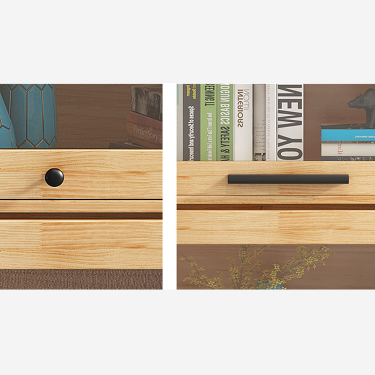 Rectangle Contemporary Natural Cabinet with Glass Doors and Drawers Clearhalo 'Cabinets & Chests' 'cabinets_chests' 'furn' 'furn_cabinets_chests' 'Furniture' 'Living Room Furniture' 6236373