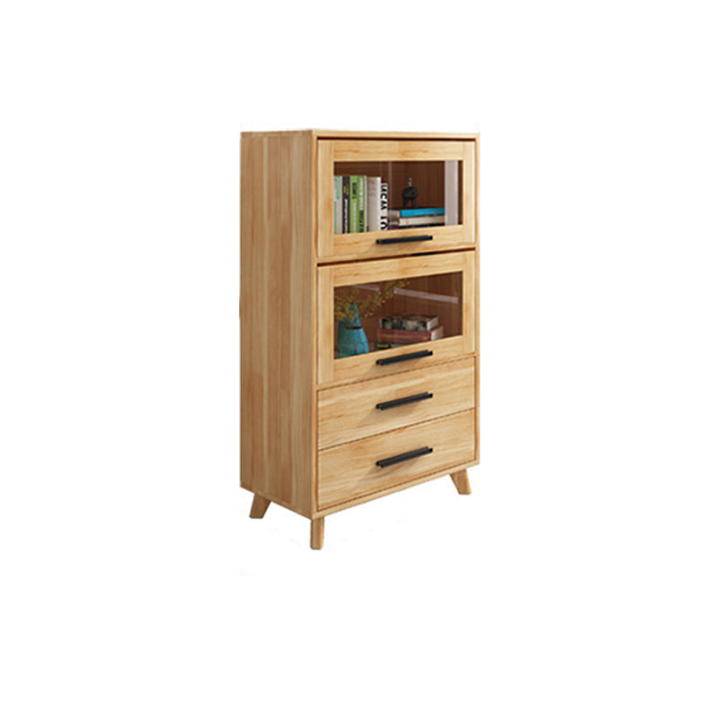 Rectangle Contemporary Natural Cabinet with Glass Doors and Drawers Clearhalo 'Cabinets & Chests' 'cabinets_chests' 'furn' 'furn_cabinets_chests' 'Furniture' 'Living Room Furniture' 6236376