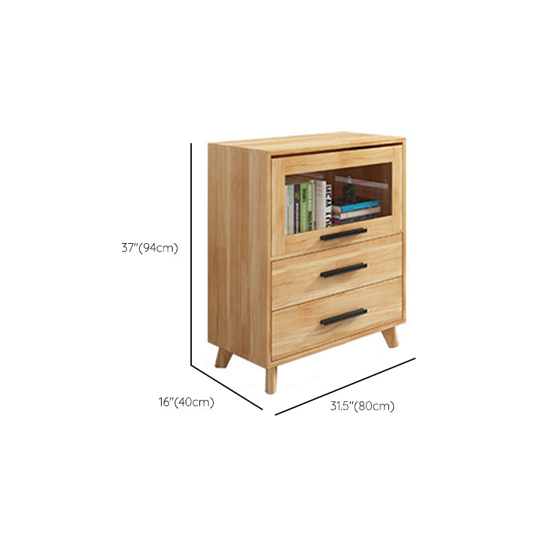 Rectangle Contemporary Natural Cabinet with Glass Doors and Drawers Clearhalo 'Cabinets & Chests' 'cabinets_chests' 'furn' 'furn_cabinets_chests' 'Furniture' 'Living Room Furniture' 6236377