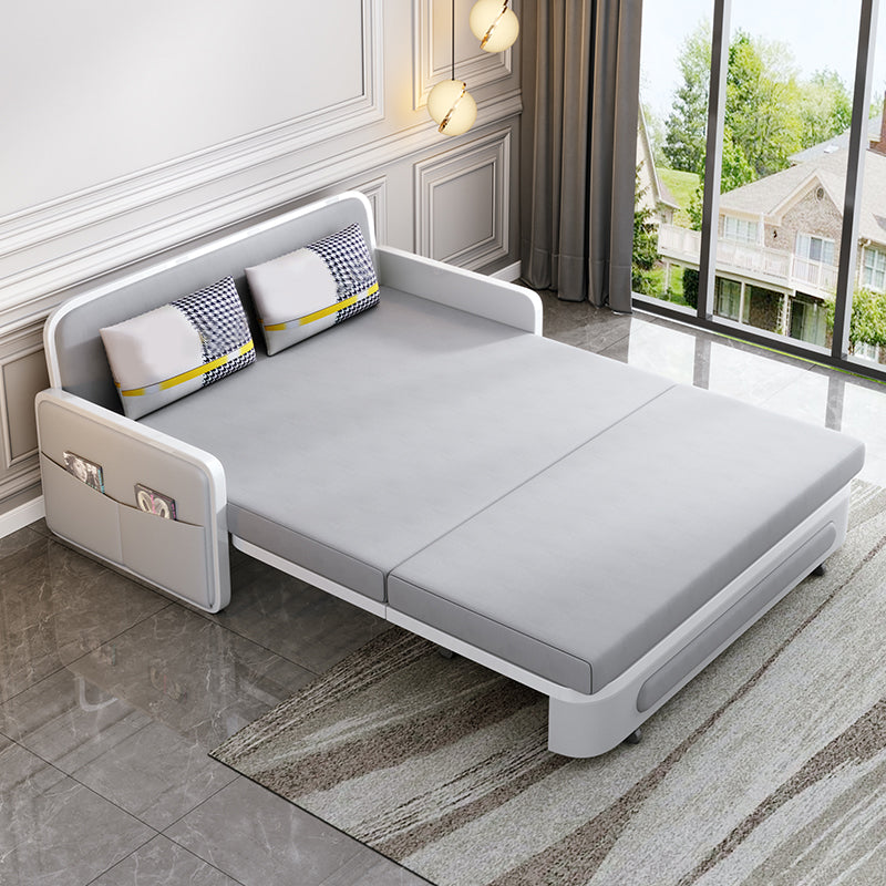 35.43" Wide Linen Sofa Bed Scandinavian Square Arm Sleeper Sofa