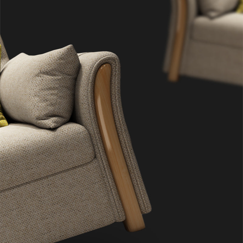 Contemporary Linen Sofa Bed Beige Square Arm Sleeper Sofa, 32.28" Wide Clearhalo 'furn' 'furn_futons' 'Furniture' 'Futons & Daybeds' 'Futons' 'Living Room Furniture' 6236424