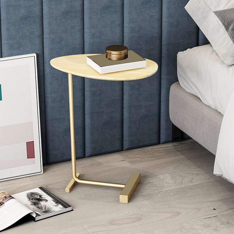 23.6inch Tall Modern C Corner Table Solid Wood Side End Table Gold Natural 1 Clearhalo 'Coffee & Accent Tables' 'End & Side Tables' 'end_side_tables' 'furn' 'furn_end_side_tables' 'Furniture' 'Living Room Furniture' 6236467
