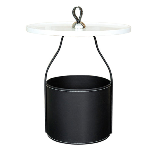 Mesa de esquina de pedestal de mediados de siglo bandeja de bandeja superior de la parte superior del lado con almacenamiento