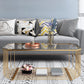 Gold Metal Frame Coffee Table Luxurious Cocktail Table with Storage 59"L x 24"W x 18"H Clear Clearhalo 'Coffee & Accent Tables' 'Coffee Tables' 'coffee_tables' 'furn' 'furn_coffee_tables' 'Furniture' 'Living Room Furniture' 6236545
