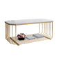 Gold Metal Frame Coffee Table Luxurious Cocktail Table with Storage 59"L x 24"W x 18"H White Clearhalo 'Coffee & Accent Tables' 'Coffee Tables' 'coffee_tables' 'furn' 'furn_coffee_tables' 'Furniture' 'Living Room Furniture' 6236548