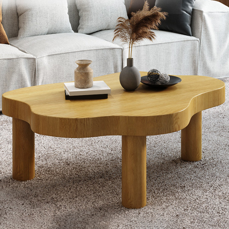 Nordic Coffee Table 3 Legs Solid Wood Geometric Single Coffee Table Yellow Clearhalo 'Coffee & Accent Tables' 'Coffee Tables' 'coffee_tables' 'furn' 'furn_coffee_tables' 'Furniture' 'Living Room Furniture' 6236562