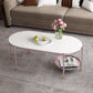 Contemporary Elliptical Glass & Slate Coffee Cocktail Table with Storage Shelf Stone Clearhalo 'Coffee & Accent Tables' 'Coffee Tables' 'coffee_tables' 'furn' 'furn_coffee_tables' 'Furniture' 'Living Room Furniture' 6236593