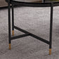 Contemporary Elliptical Glass & Slate Coffee Cocktail Table with Storage Shelf Clearhalo 'Coffee & Accent Tables' 'Coffee Tables' 'coffee_tables' 'furn' 'furn_coffee_tables' 'Furniture' 'Living Room Furniture' 6236595
