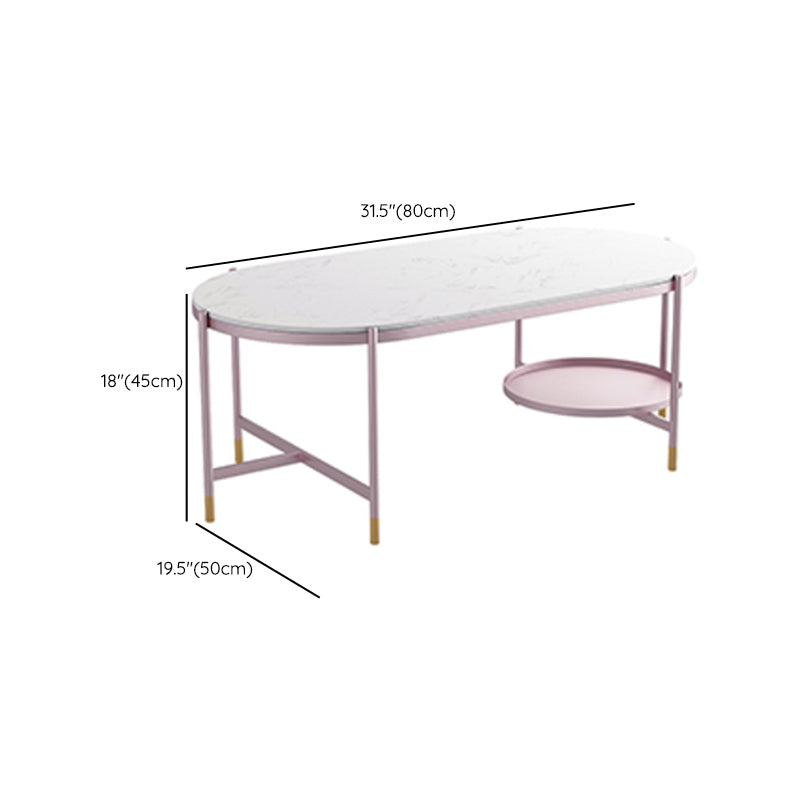 Contemporary Elliptical Glass & Slate Coffee Cocktail Table with Storage Shelf Clearhalo 'Coffee & Accent Tables' 'Coffee Tables' 'coffee_tables' 'furn' 'furn_coffee_tables' 'Furniture' 'Living Room Furniture' 6236601