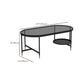 Contemporary Elliptical Glass & Slate Coffee Cocktail Table with Storage Shelf Clearhalo 'Coffee & Accent Tables' 'Coffee Tables' 'coffee_tables' 'furn' 'furn_coffee_tables' 'Furniture' 'Living Room Furniture' 6236606