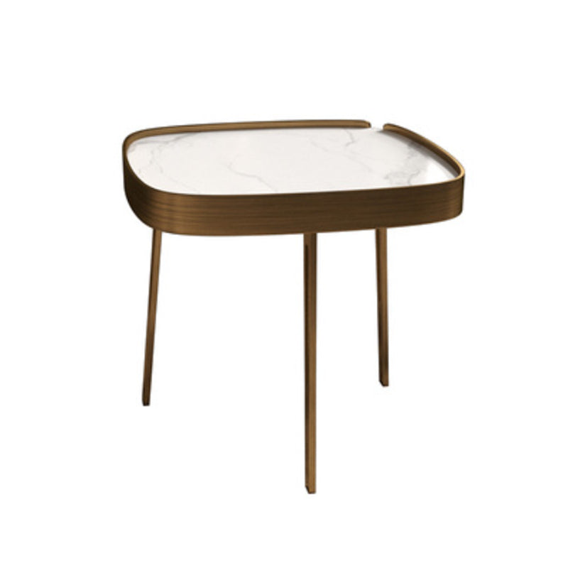 Glam Table basse ovale/carrée en fausse pierre à 3 pieds
