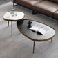 Glam Table basse ovale/carrée en fausse pierre à 3 pieds