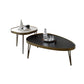 Glam Table basse ovale/carrée en fausse pierre à 3 pieds