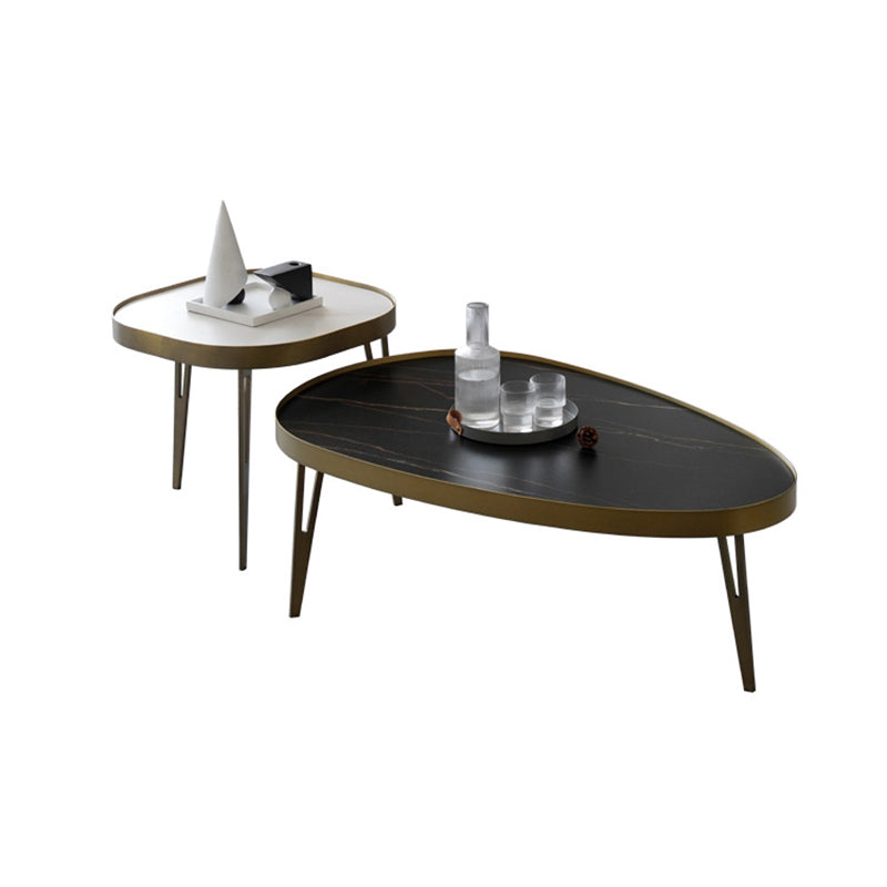 Glam Table basse ovale/carrée en fausse pierre à 3 pieds