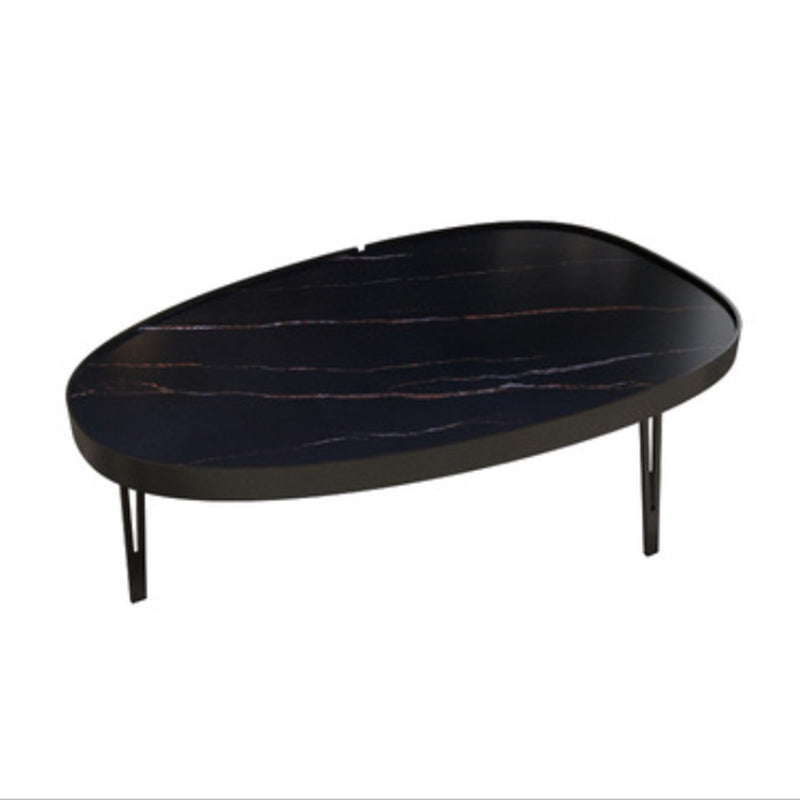 Glam Table basse ovale/carrée en fausse pierre à 3 pieds