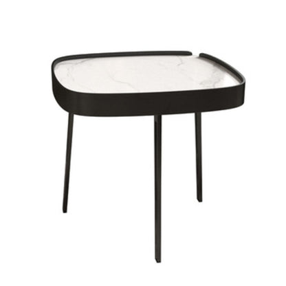 Glam Table basse ovale/carrée en fausse pierre à 3 pieds