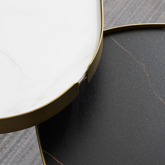 Tavolo da cocktail glam 3 gambe in finta pietra ovale/tavolino quadrato