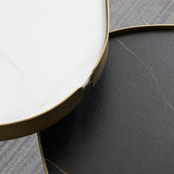 Glam Cocktail Table 3 Legs Faux Stone Oval/Square Coffee Table