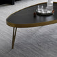 Glam Table basse ovale/carrée en fausse pierre à 3 pieds