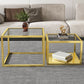 Square Nesting Coffee Table Modern Glass Top Frame Cocktail Table 31.5"L x 31.5"W x 18"H Gold Clearhalo 'Coffee & Accent Tables' 'Coffee Tables' 'coffee_tables' 'furn' 'furn_coffee_tables' 'Furniture' 'Living Room Furniture' 6236662