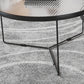 Contemporary Cocktail Table Cross Legs Glass Top Round Coffee Table