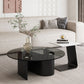 Contemporary Glass Top Round Coffee Table Abstract Cocktail Table