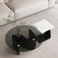 Contemporary Glass Top Round Coffee Table Abstract Cocktail Table