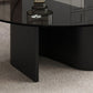 Contemporary Glass Top Round Coffee Table Abstract Cocktail Table