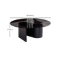 Contemporary Glass Top Round Coffee Table Abstract Cocktail Table