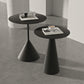 Mesa de centro con pedestal en blanco y negro, mesa de cóctel minimalista de metal