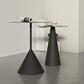 Mesa de centro con pedestal en blanco y negro, mesa de cóctel minimalista de metal