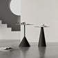 Mesa de centro con pedestal en blanco y negro, mesa de cóctel minimalista de metal