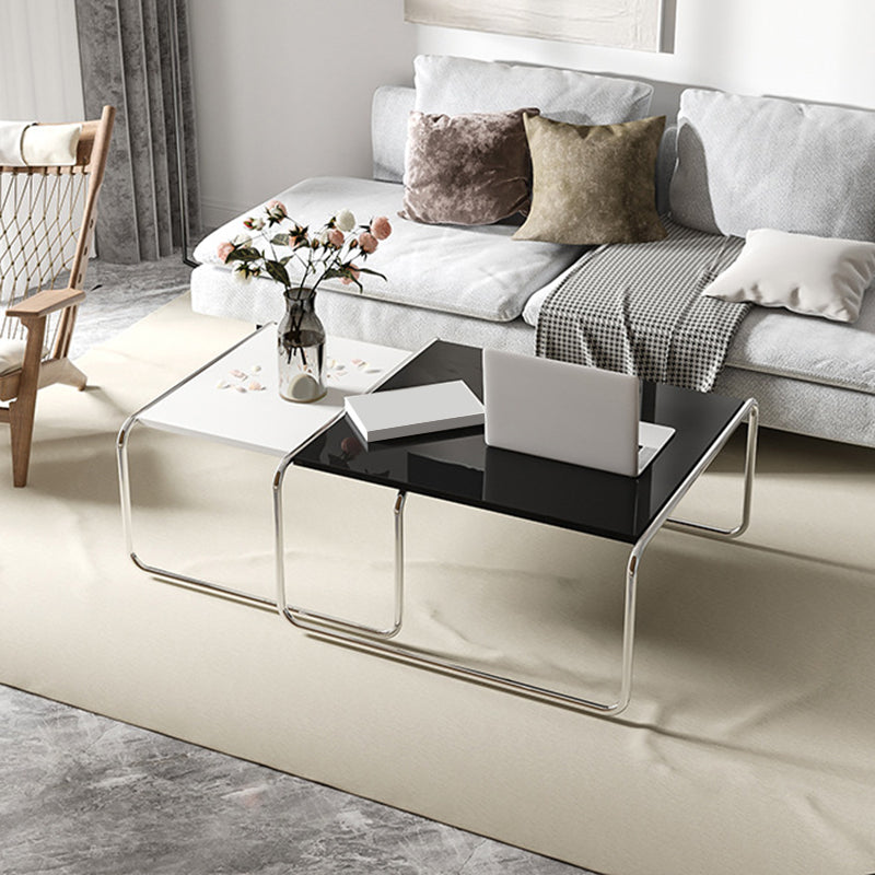 Square Steel Sled Coffee Table Modern 2 Nesting Cocktail Table Clearhalo 'Coffee & Accent Tables' 'Coffee Tables' 'coffee_tables' 'furn' 'furn_coffee_tables' 'Furniture' 'Living Room Furniture' 6236740