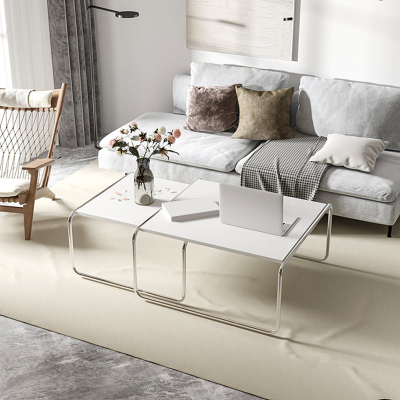 Square Steel Sled Coffee Table Modern 2 Nesting Cocktail Table Clearhalo 'Coffee & Accent Tables' 'Coffee Tables' 'coffee_tables' 'furn' 'furn_coffee_tables' 'Furniture' 'Living Room Furniture' 6236743