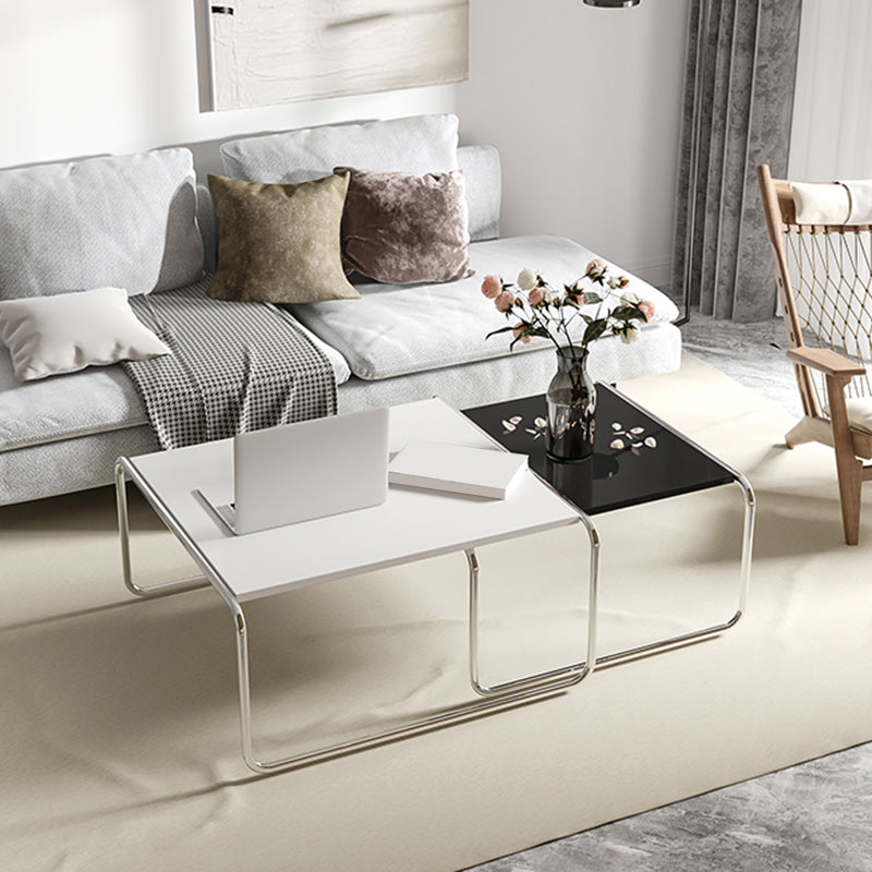Square Steel Sled Coffee Table Modern 2 Nesting Cocktail Table Clearhalo 'Coffee & Accent Tables' 'Coffee Tables' 'coffee_tables' 'furn' 'furn_coffee_tables' 'Furniture' 'Living Room Furniture' 6236745