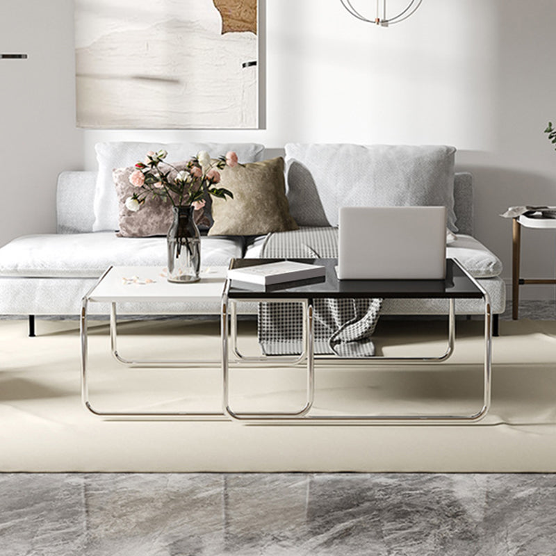Square Steel Sled Coffee Table Modern 2 Nesting Cocktail Table Clearhalo 'Coffee & Accent Tables' 'Coffee Tables' 'coffee_tables' 'furn' 'furn_coffee_tables' 'Furniture' 'Living Room Furniture' 6236747
