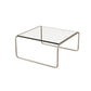 Square Steel Sled Coffee Table Modern 2 Nesting Cocktail Table 31.5"L x 31.5"W x 15"H Clear Clearhalo 'Coffee & Accent Tables' 'Coffee Tables' 'coffee_tables' 'furn' 'furn_coffee_tables' 'Furniture' 'Living Room Furniture' 6236755
