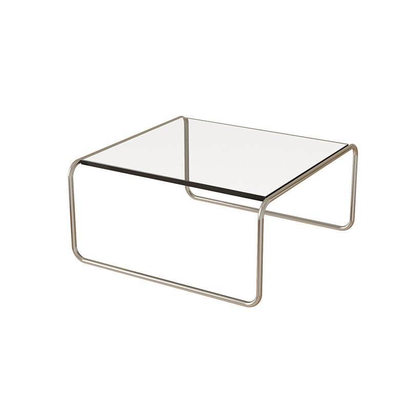 Square Steel Sled Coffee Table Modern 2 Nesting Cocktail Table 31.5"L x 31.5"W x 15"H Clear Clearhalo 'Coffee & Accent Tables' 'Coffee Tables' 'coffee_tables' 'furn' 'furn_coffee_tables' 'Furniture' 'Living Room Furniture' 6236755