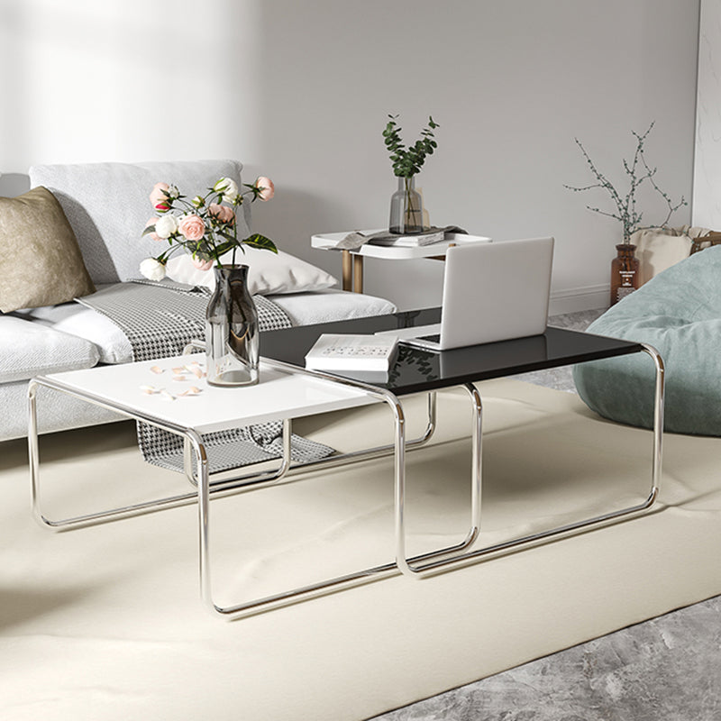 Square Steel Sled Coffee Table Modern 2 Nesting Cocktail Table Clearhalo 'Coffee & Accent Tables' 'Coffee Tables' 'coffee_tables' 'furn' 'furn_coffee_tables' 'Furniture' 'Living Room Furniture' 6236758