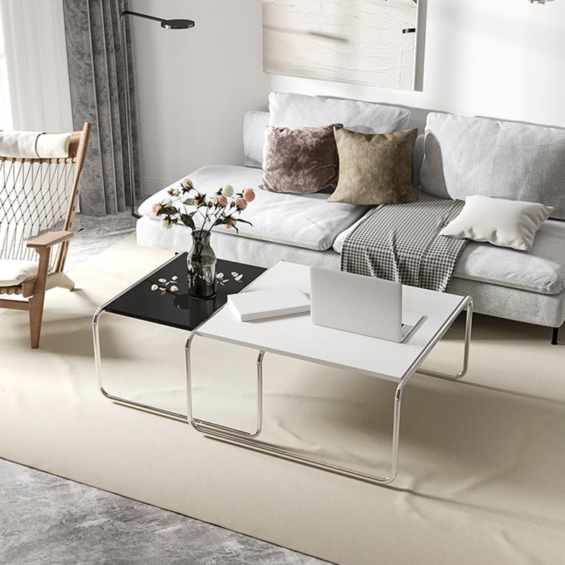 Square Steel Sled Coffee Table Modern 2 Nesting Cocktail Table Clearhalo 'Coffee & Accent Tables' 'Coffee Tables' 'coffee_tables' 'furn' 'furn_coffee_tables' 'Furniture' 'Living Room Furniture' 6236760