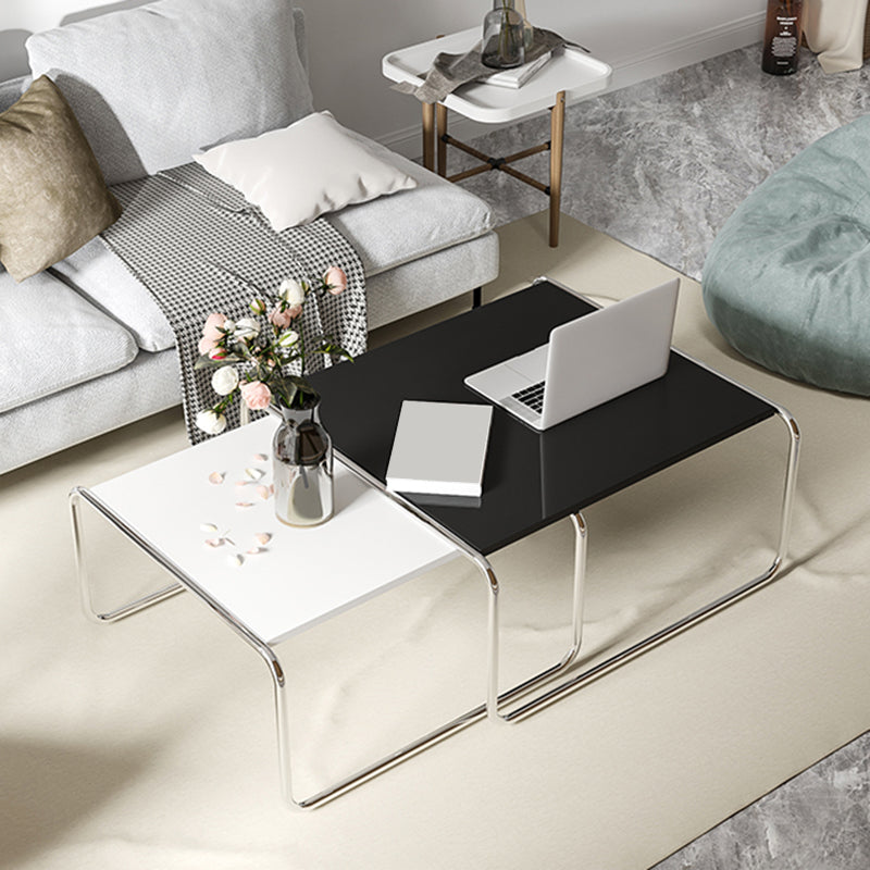 Square Steel Sled Coffee Table Modern 2 Nesting Cocktail Table Clearhalo 'Coffee & Accent Tables' 'Coffee Tables' 'coffee_tables' 'furn' 'furn_coffee_tables' 'Furniture' 'Living Room Furniture' 6236761