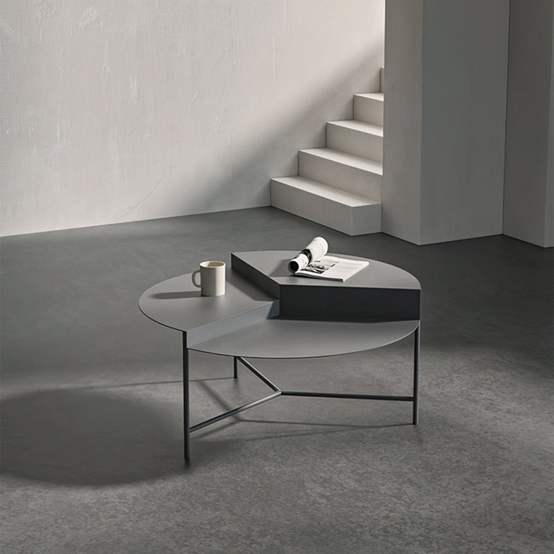 Table basse à cadre en métal Table de cocktail ronde moderne du milieu du siècle